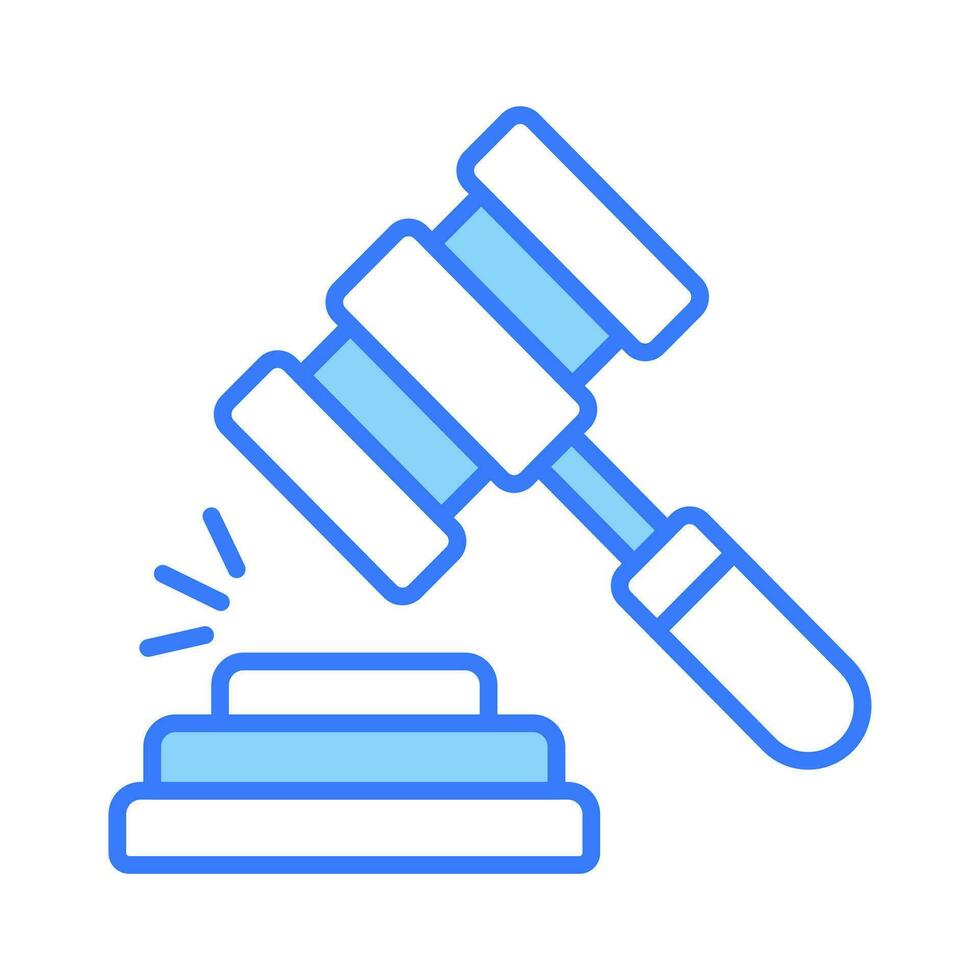 Judge hammer and gavel, insurance law icon, commercial law, legal advice for business, auction vector