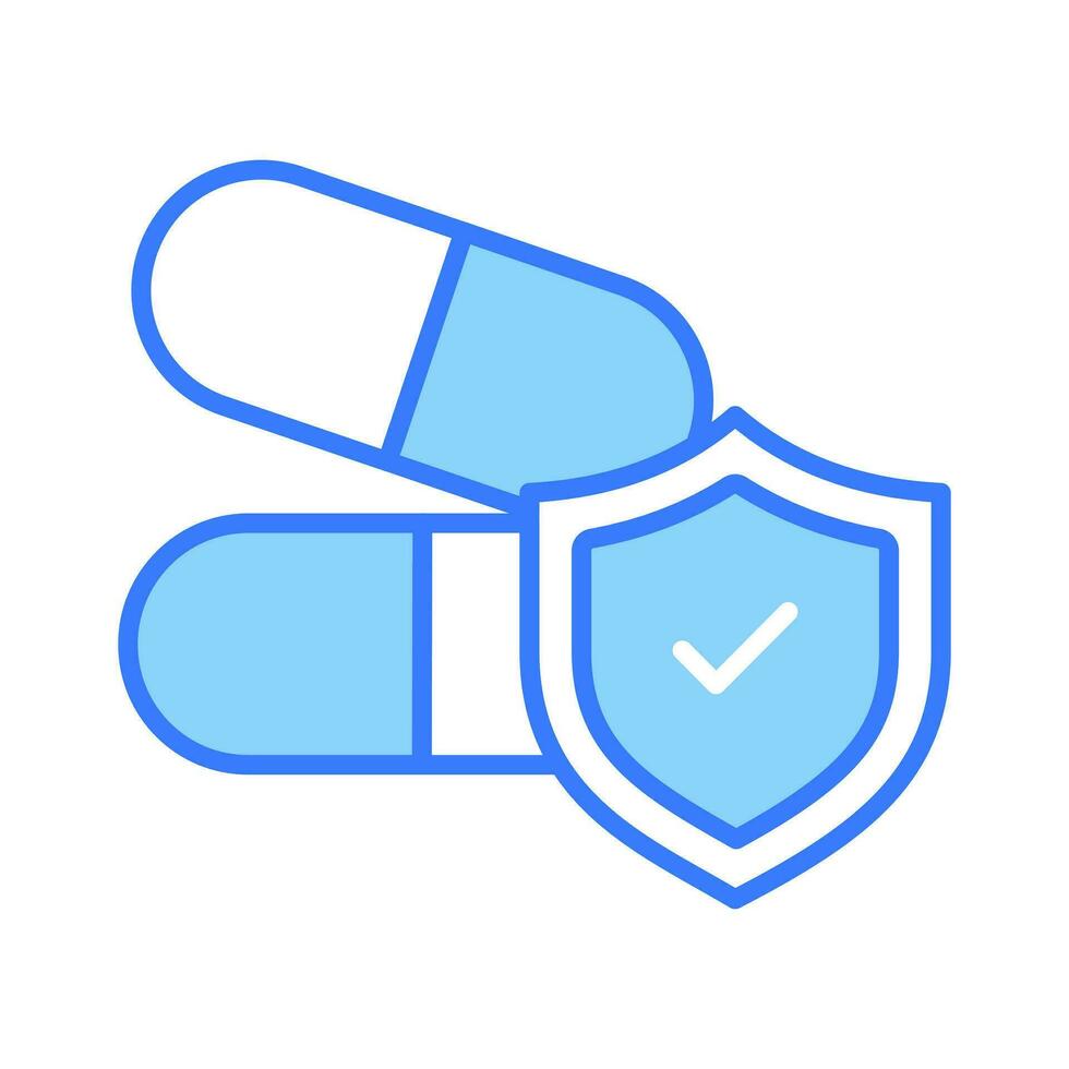 Protection shield with medicine pills showing concept icon of medicine protection, drugs safety vector