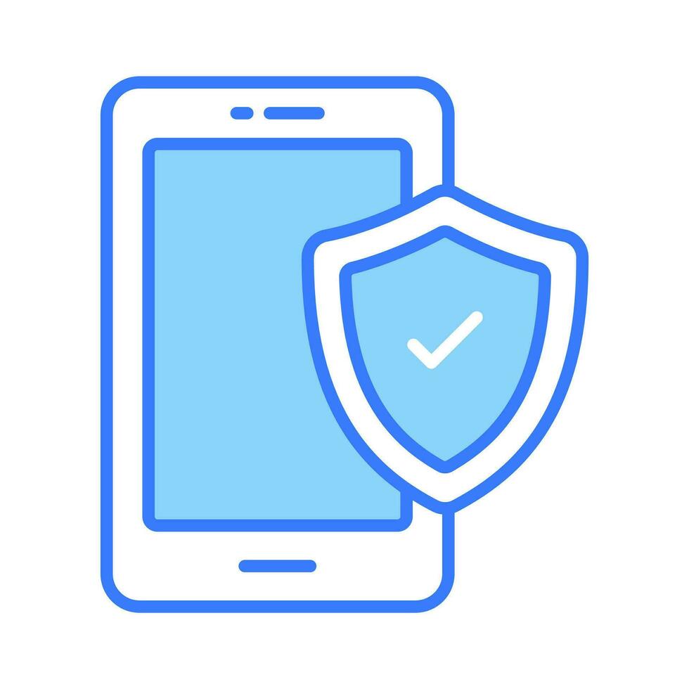Security shield with mobile, trendy vector of mobile insurance, mobile security