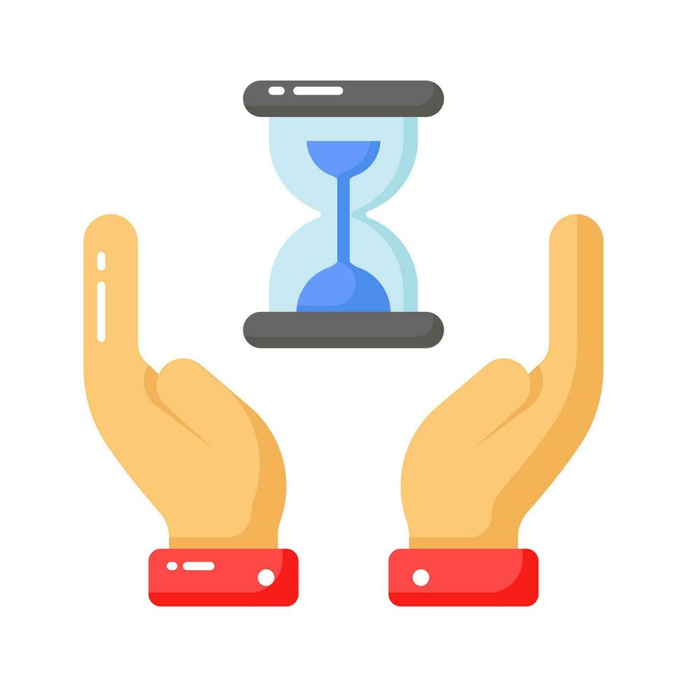 Hourglass in hands showing concept icon of time management vector design