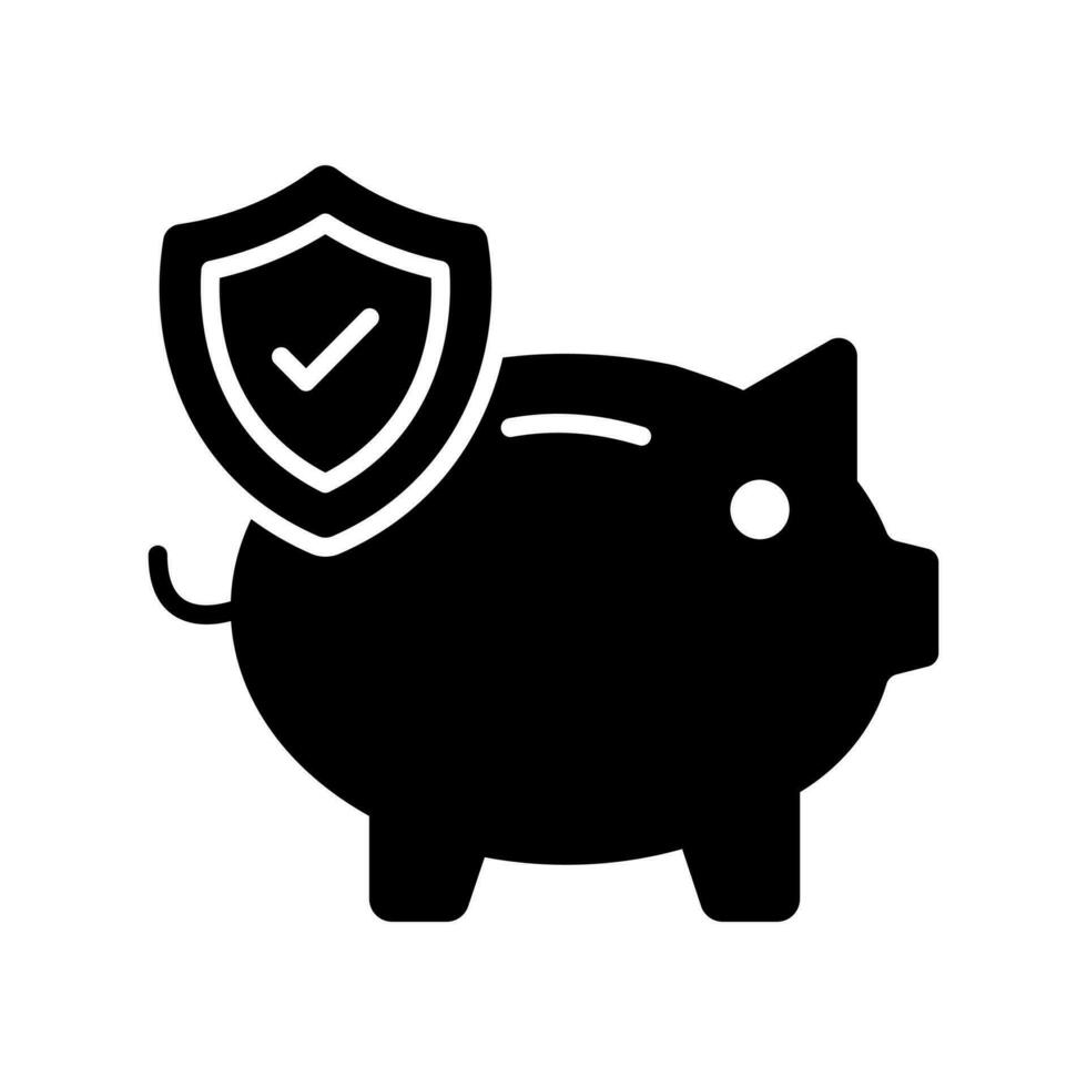 Shield with piggy bank denoting the concept of financial insurance vector