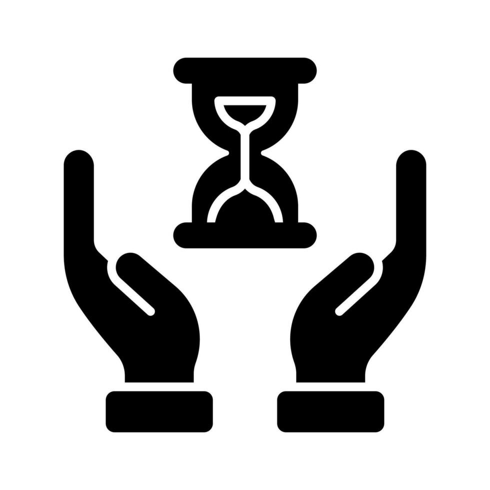 Hourglass in hands showing concept icon of time management vector design