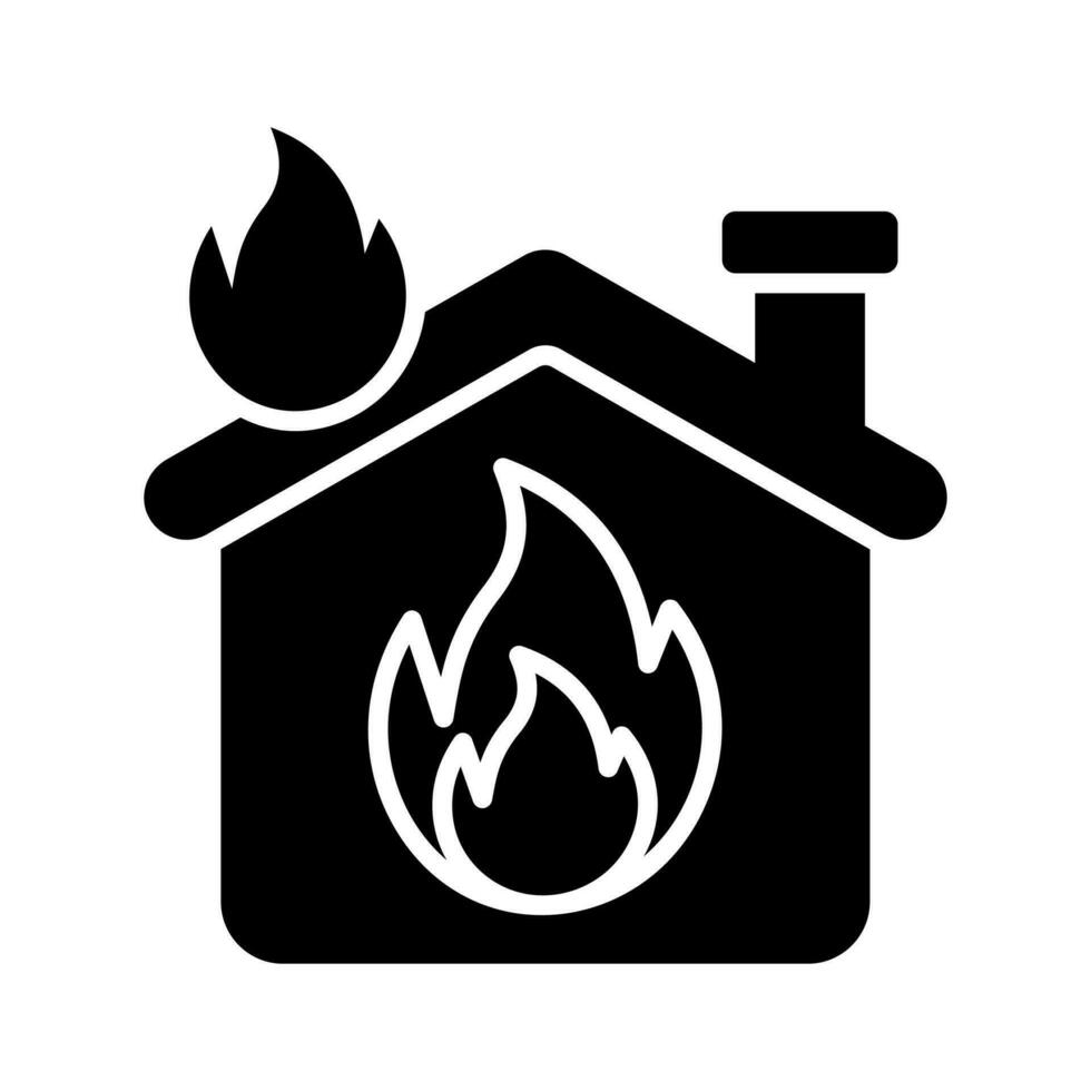 Burning home icon design, isolated on white background, fire insurance vector