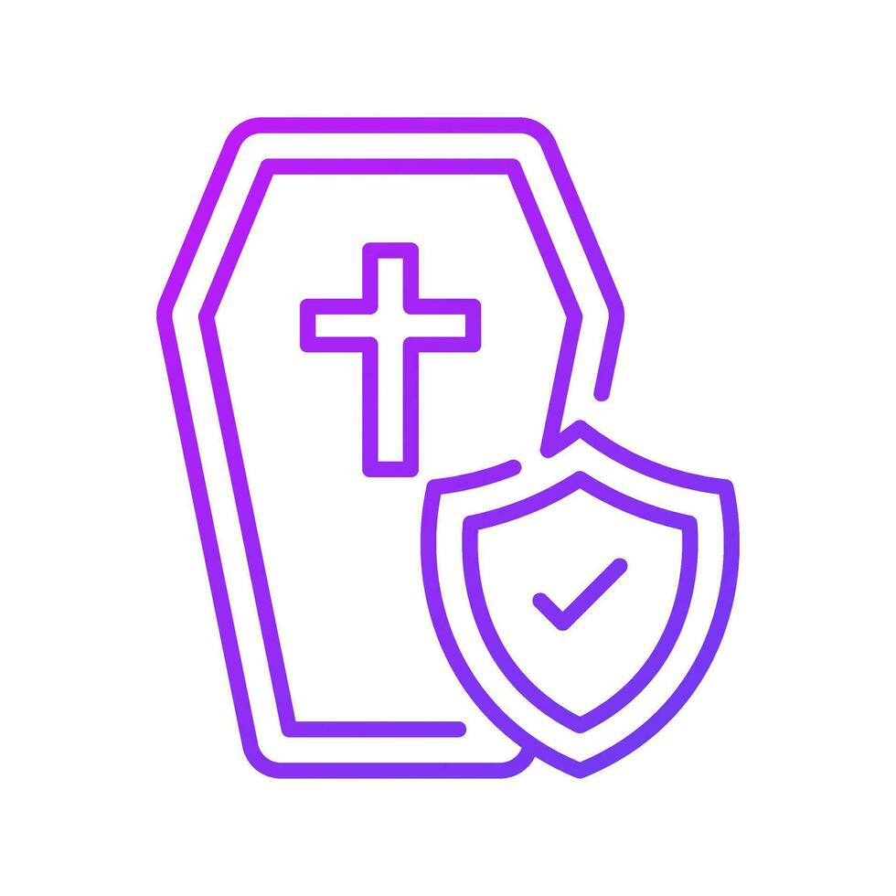 Protection shield on coffin showing death insurance concept icon vector