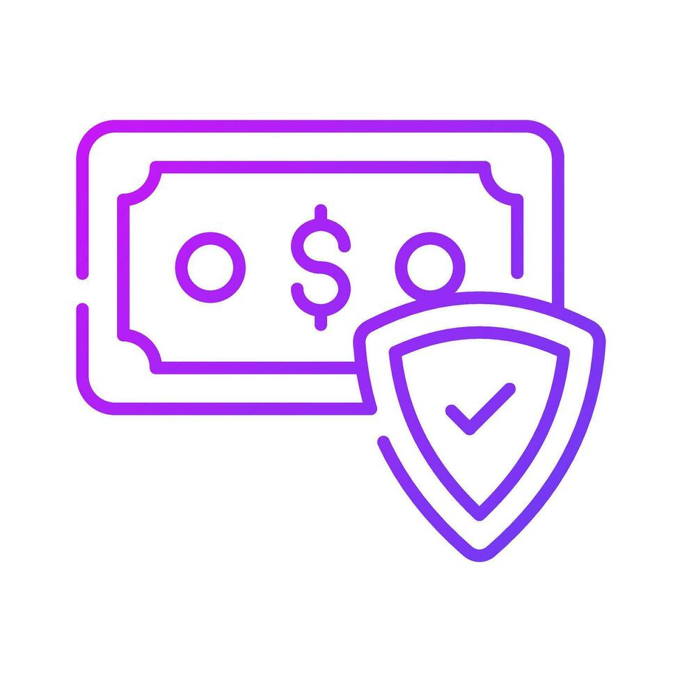Dollar note with protection shield, a concept of financial insurance icon in modern style vector