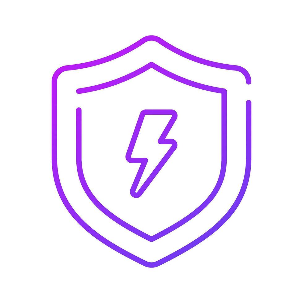 Lightning bolt with protection shield, amazing icon of safe energy, energy protection vector