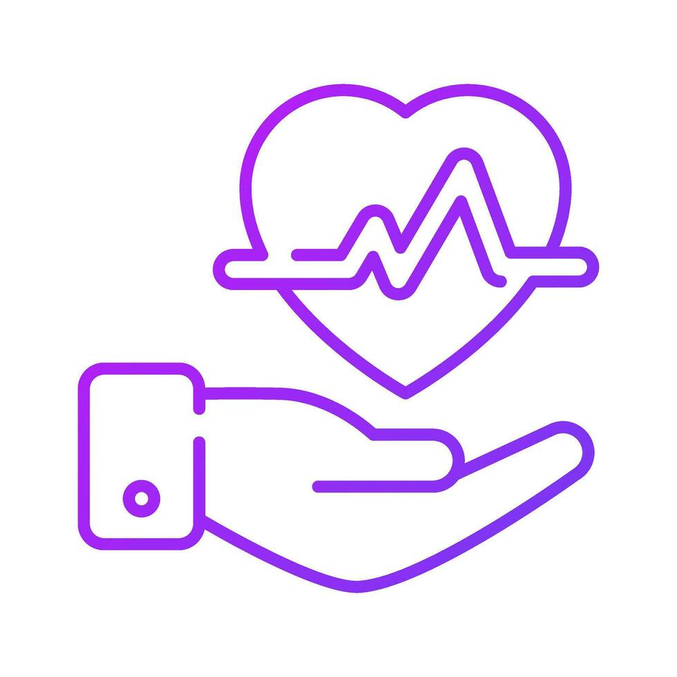Heartbeat waves on heart with hand, concept icon of health insurance, heart care vector