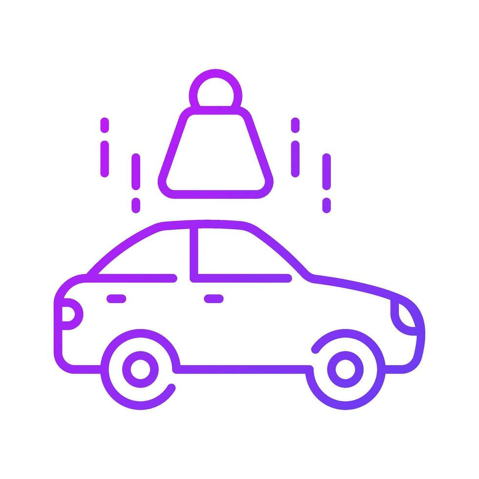 Heavy weight falling on car, denoting concept icon of car accident, car crash vector