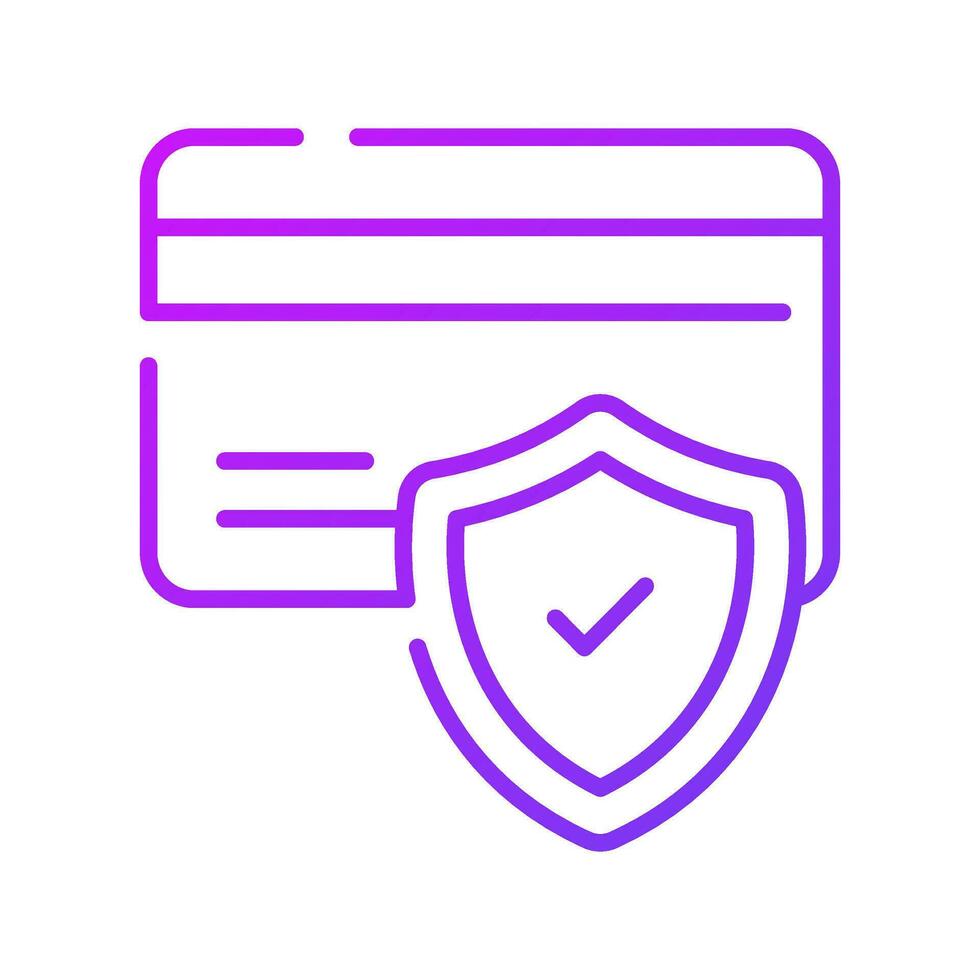 atm Card with protection shield, secure payment concept icon, credit card security vector
