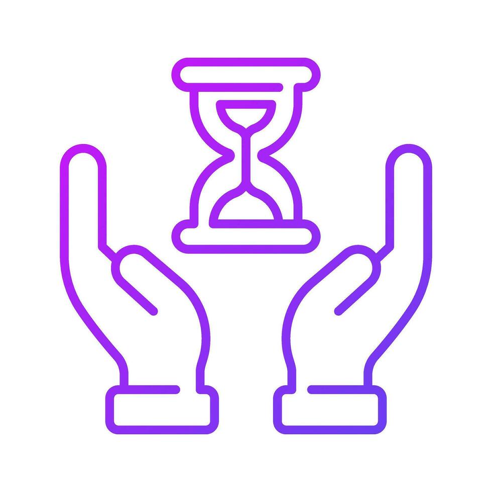 Hourglass in hands showing concept icon of time management vector design