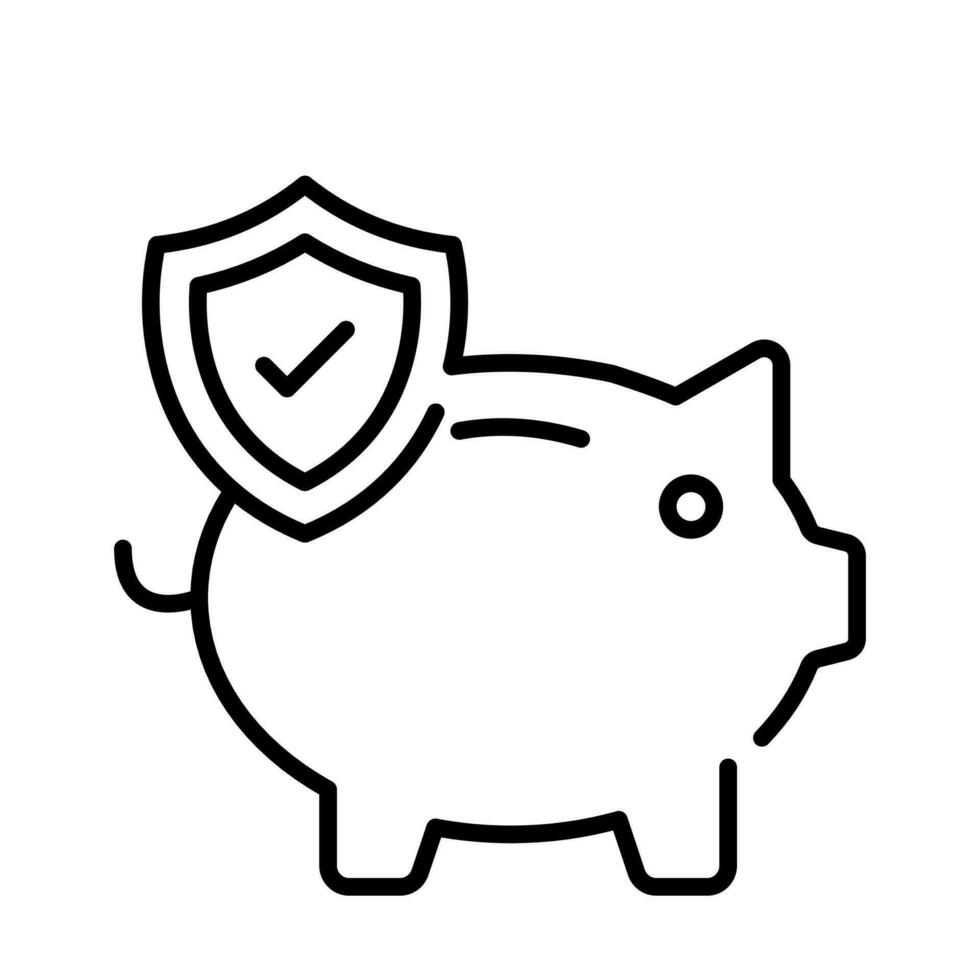 Shield with piggy bank denoting the concept of financial insurance vector