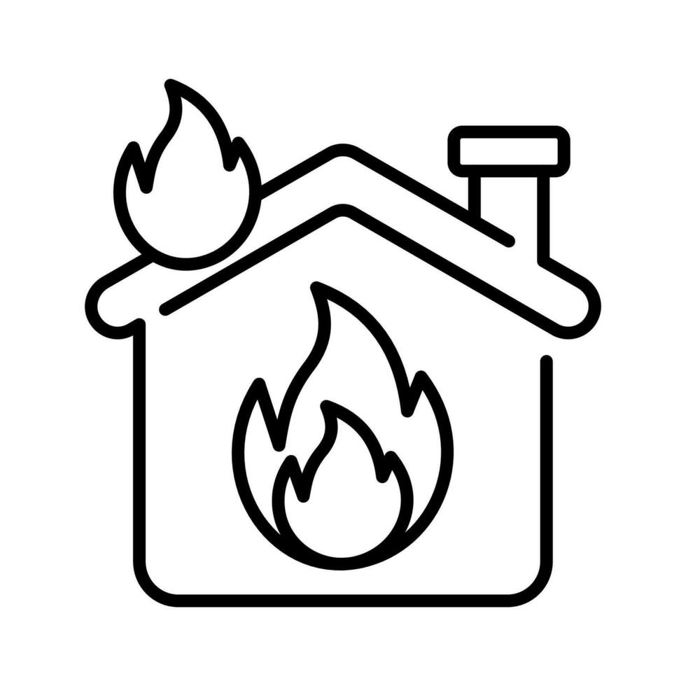 Burning home icon design, isolated on white background, fire insurance vector