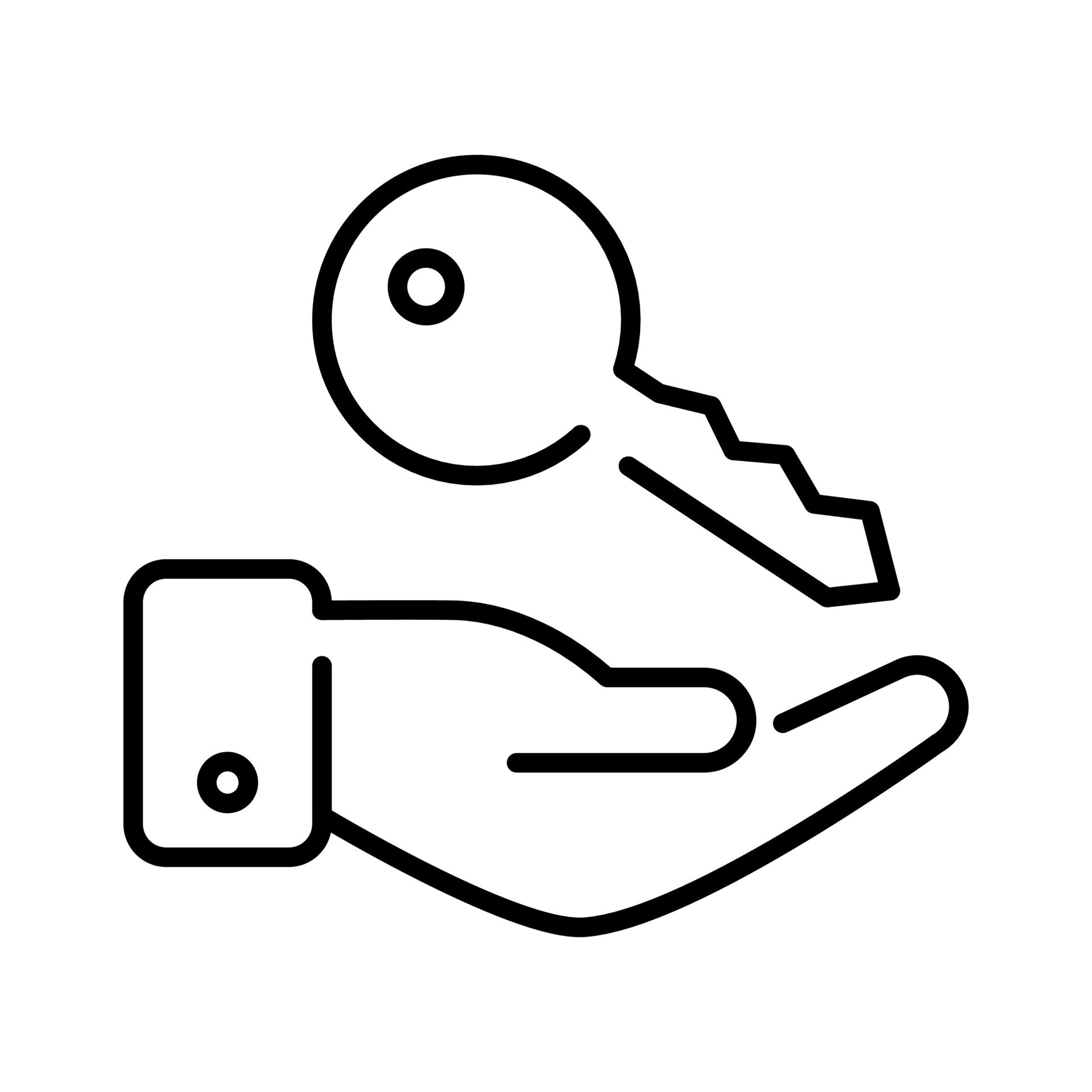 Key handover of key care icon design, isolated on white background