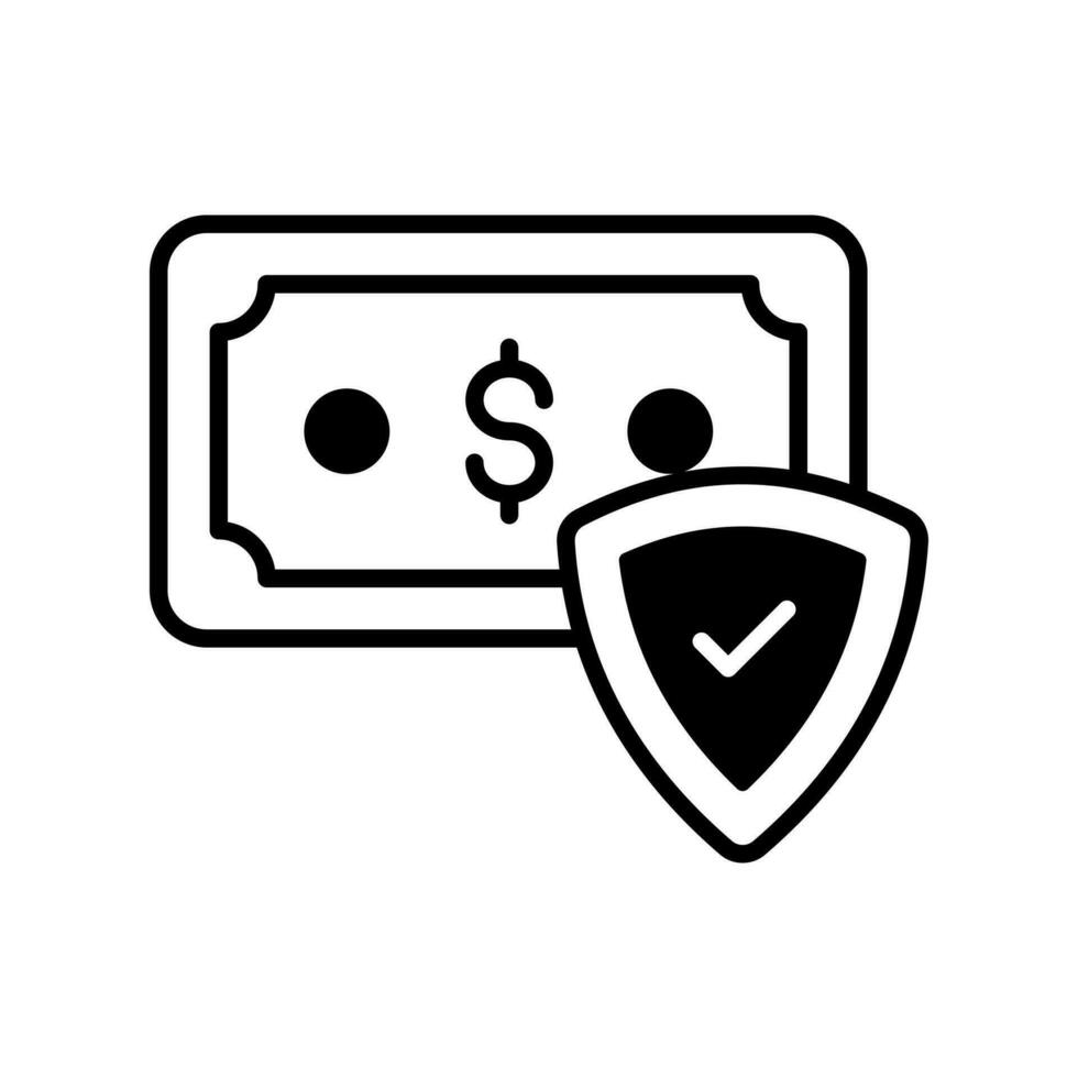 dólar Nota con proteccion proteger, un concepto de financiero seguro icono en moderno estilo vector