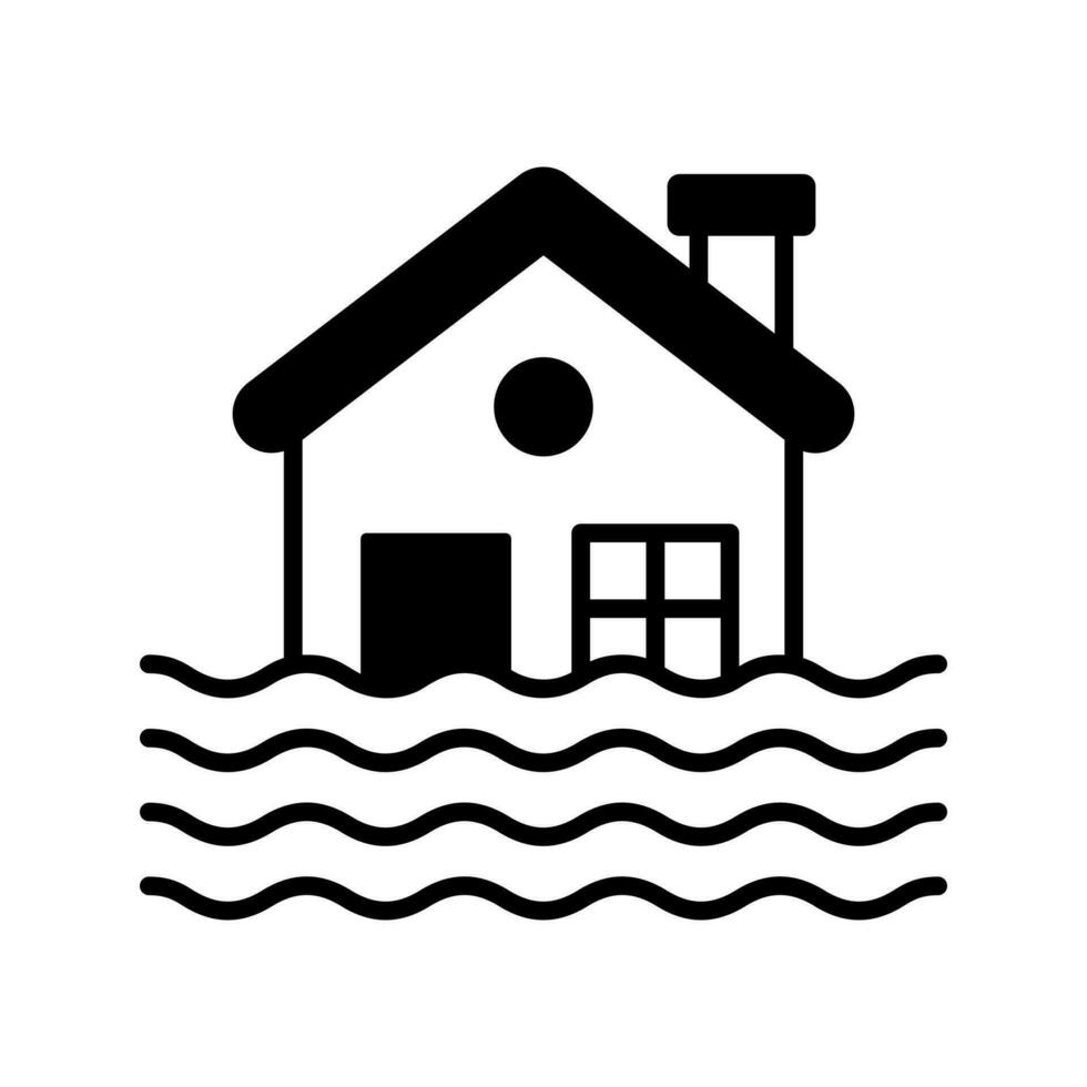 casa edificio flotante en agua, denotando concepto icono de natural desastre, vector de inundar
