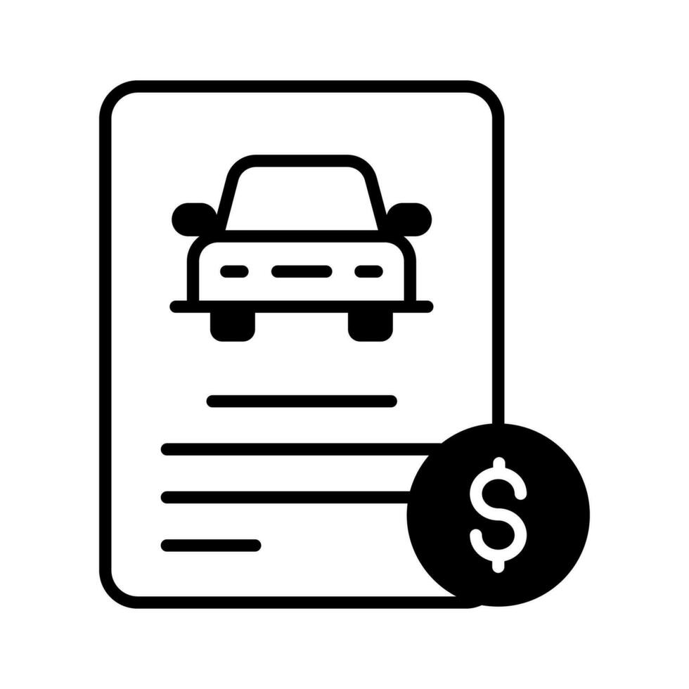 Car loan or vehicle rental concept, Banking statement with lending amount for purchasing automobile vector