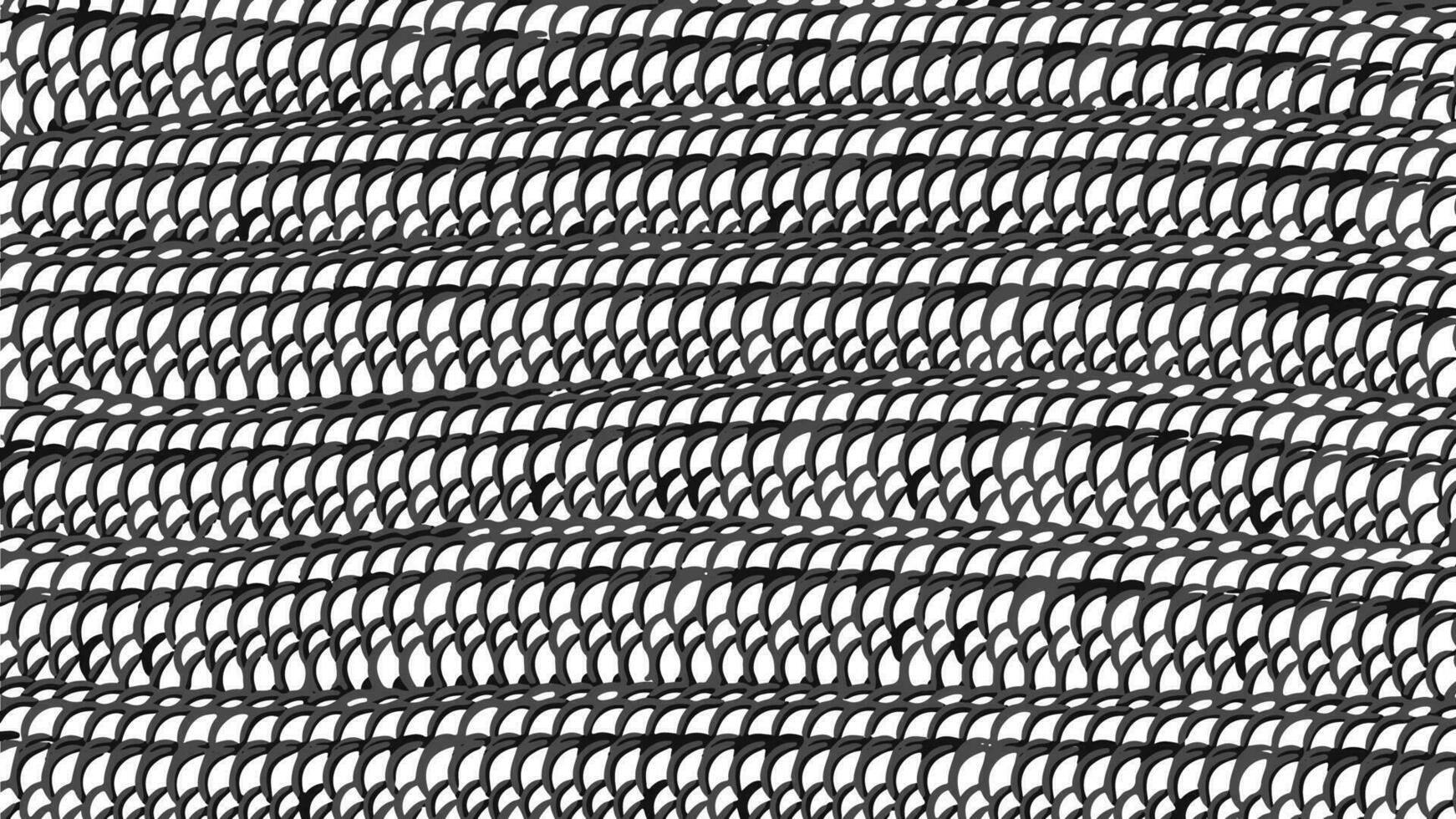 Snake scale pattern. Chainmail. Reptile skin texture. Abstract geometric background. Scale rings, mesh. Monochrome black and white ornament. Vector. For design, print, fabric, textile vector