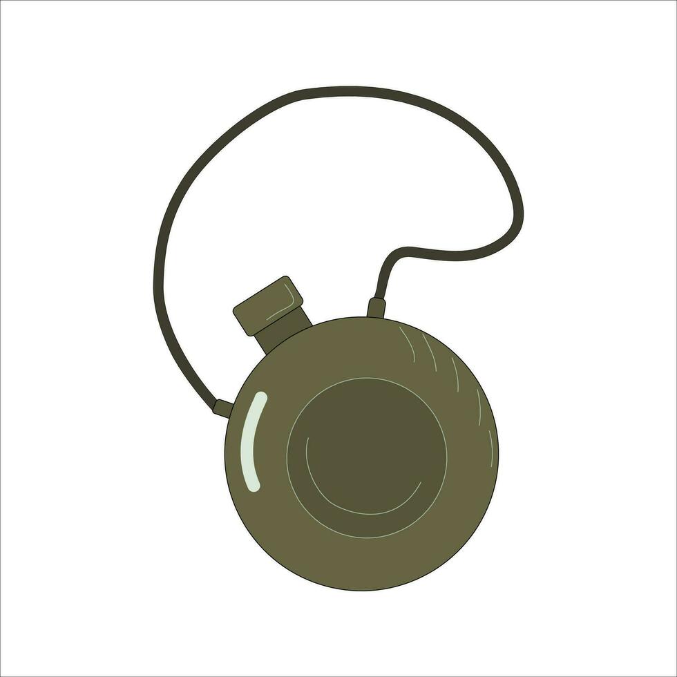 Flask for water. Metal ware  for a campaign, tourism.Vector illustration, isolated background. vector