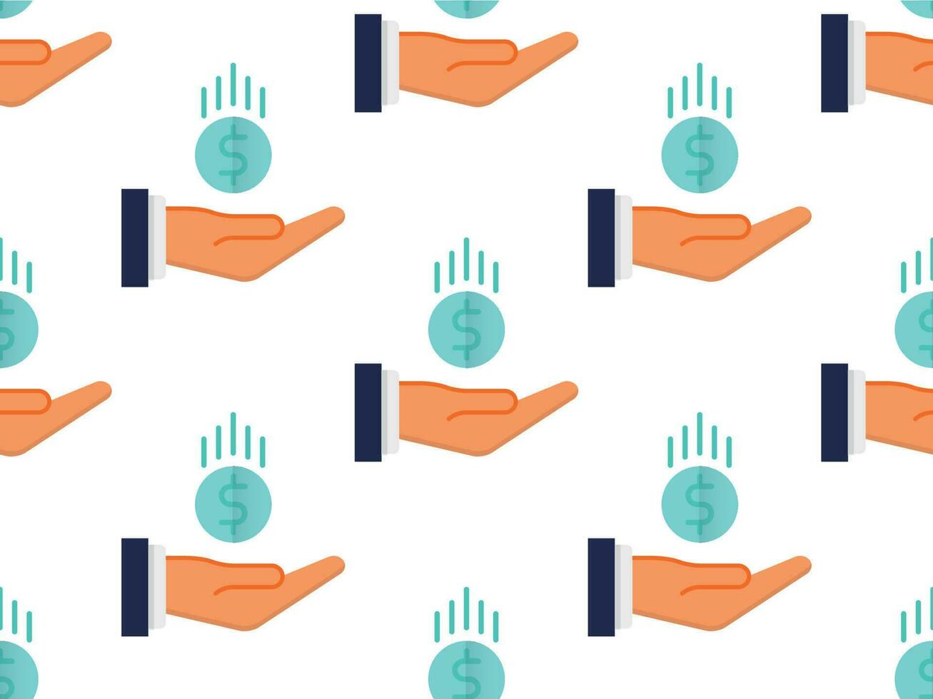 money in hands seamless pattern vector illustration