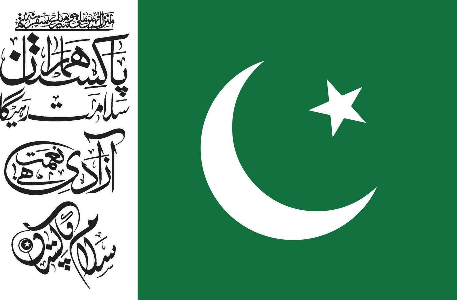 Pakistan Flag With Beautiful Pakistan Independence Day Calligraphy vector