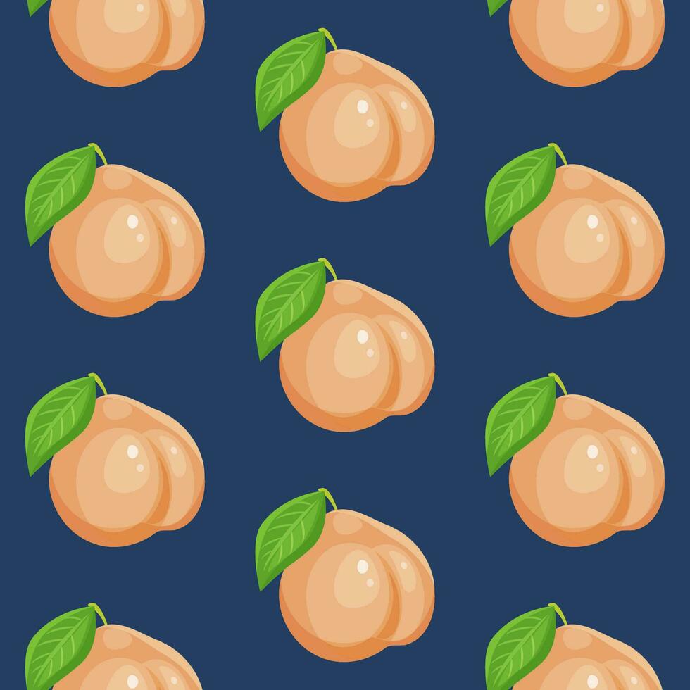 Cute seamless pattern with juicy peaches. Repeating background with fruit. Vector print.