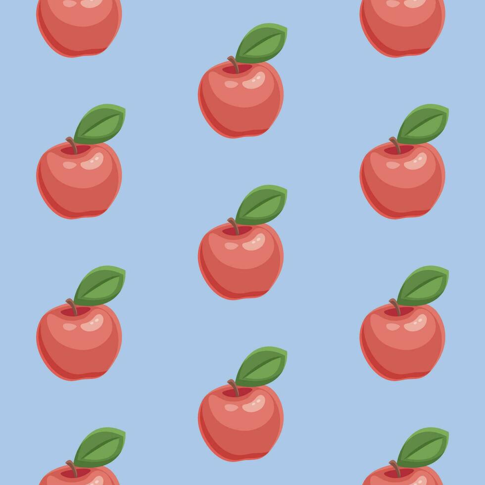 Bright seamless pattern with ripe apples. Repeating background with fruit. Vector print.