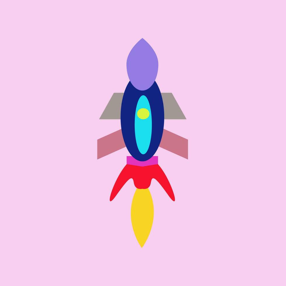 roket flying on sky vector