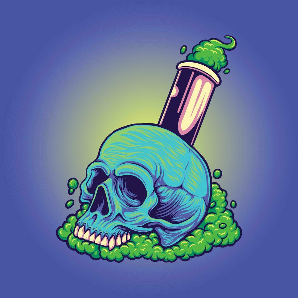 Trippy Skull Bong Glass Illustration vector