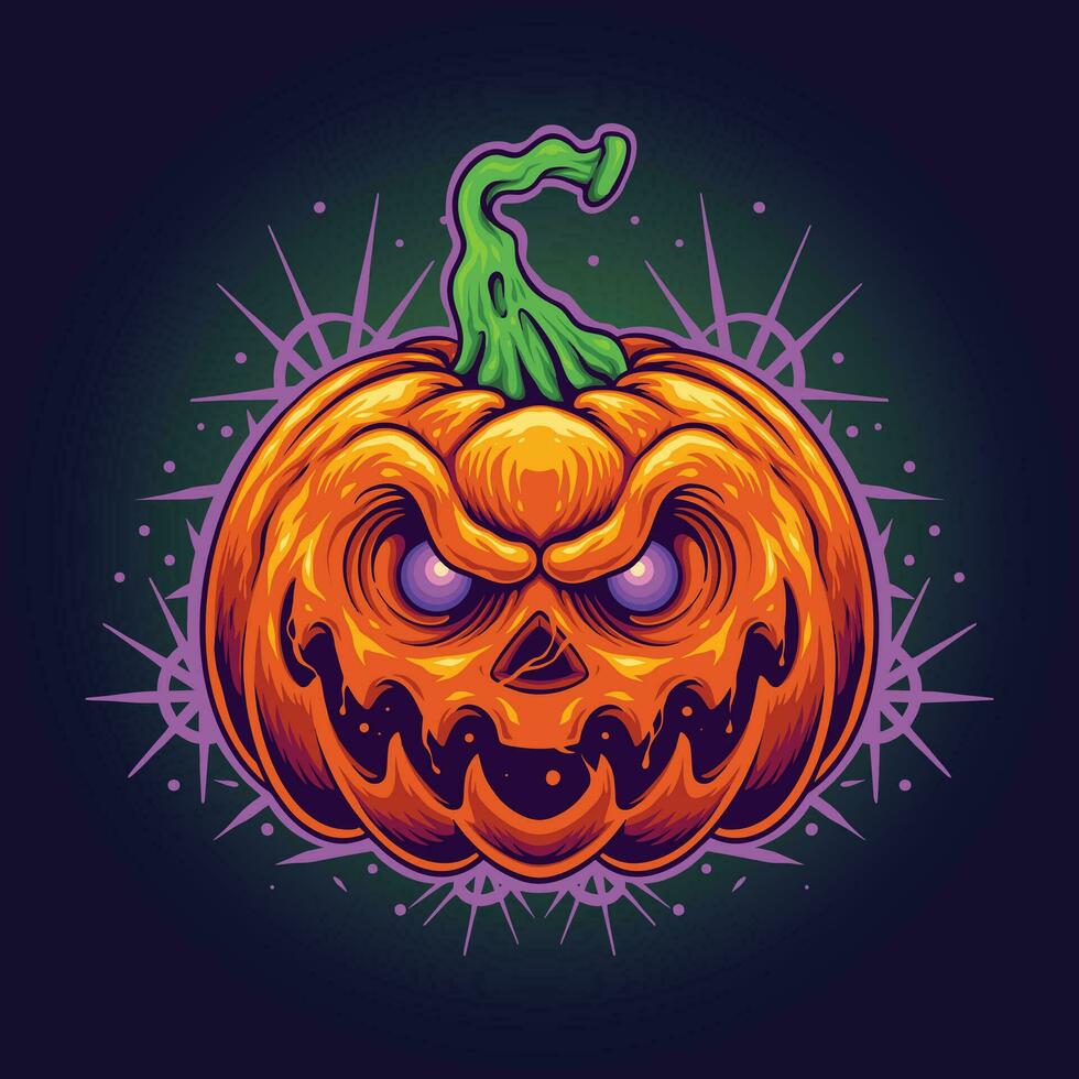 Creepy Pumpkin Jack O Lantern Illustration vector