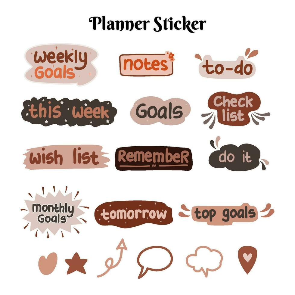 Set of planner sticker vector