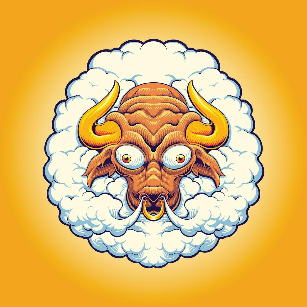 Smoky Bull Head Illustration vector