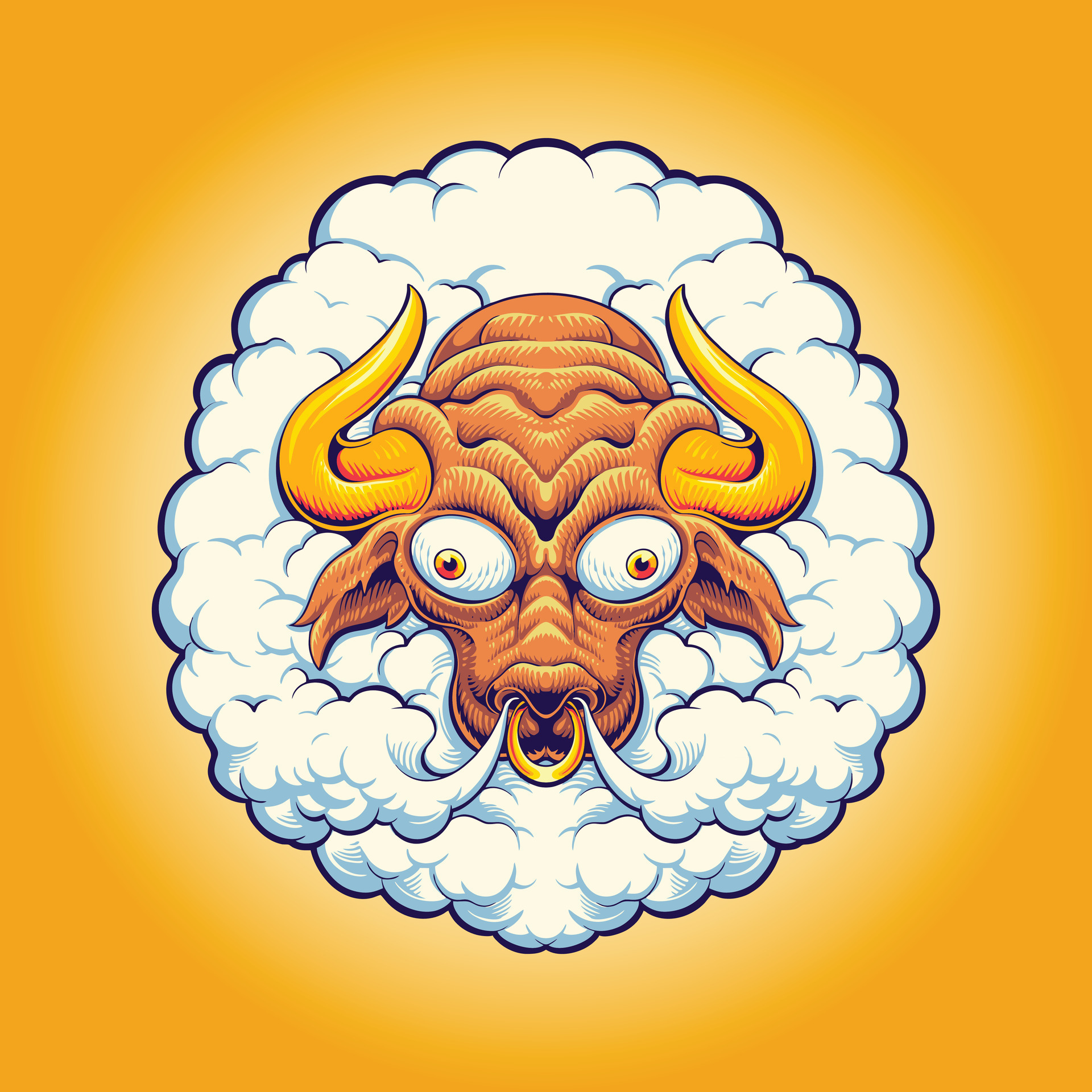Smoky Bull Head Illustration 27374798 Vector Art at Vecteezy