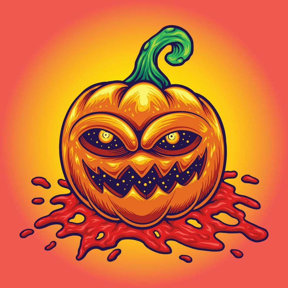Blood Pumpkin Smile Character vector
