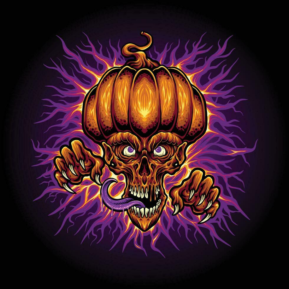 zombi calabaza horror ilustración vector