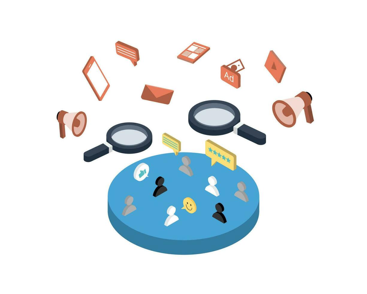 customer focused marketing is completely focused on the customer actions and needs vector
