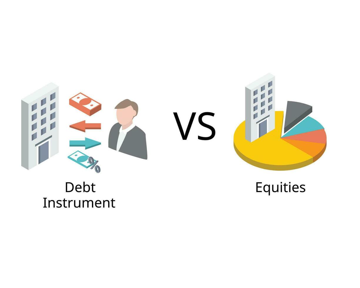 debt instrument or bonds compare to Equities to see the difference vector