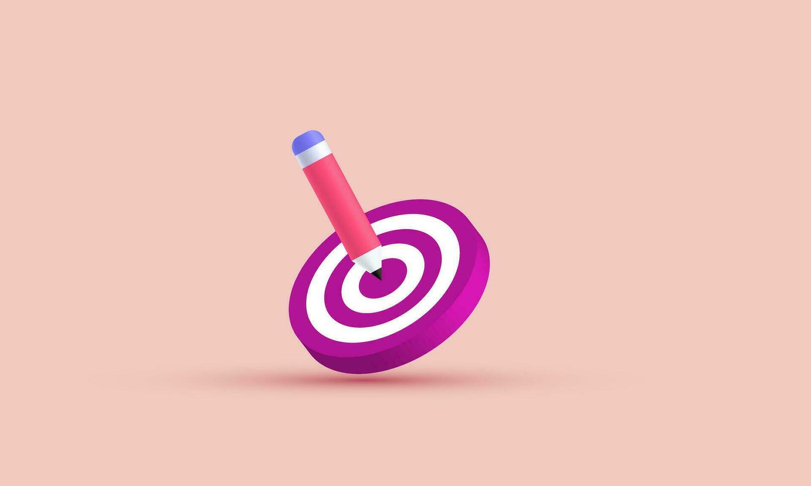 illustration unique pencil center target business goal vector icon 3d  symbols isolated on background