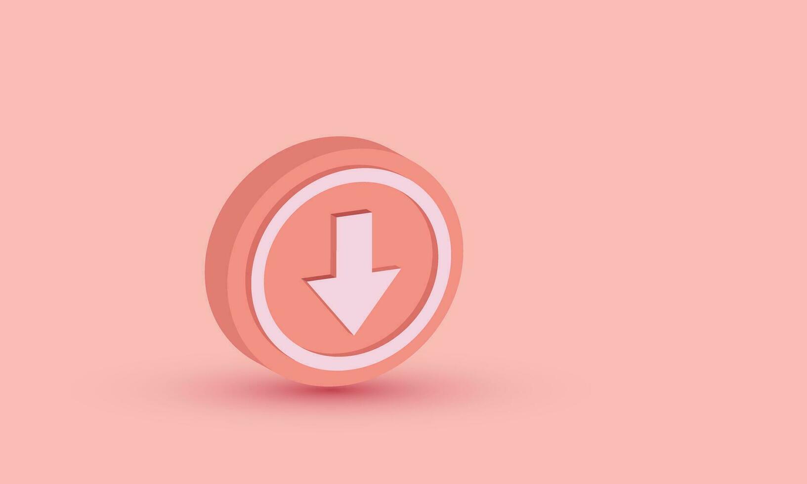 illustration unique download orange vector icon 3d symbols isolated on background
