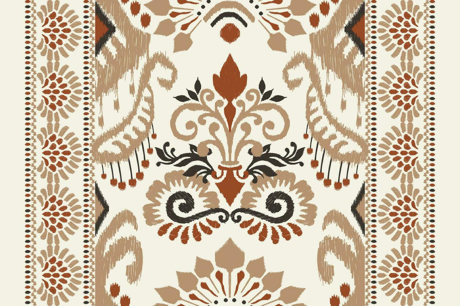 Ikat floral paisley embroidery on white background.Ikat ethnic oriental pattern traditional.Aztec style abstract vector illustration.design for texture,fabric,clothing,wrapping,decoration,sarong,scarf