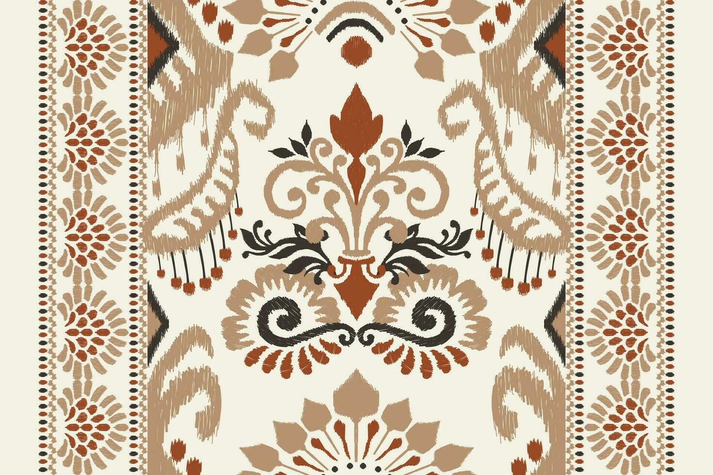 ikat floral cachemir bordado en blanco fondo.ikat étnico oriental modelo tradicional.azteca estilo resumen vector ilustración.diseño para textura,tela,ropa,envoltura,decoración,pareo,bufanda