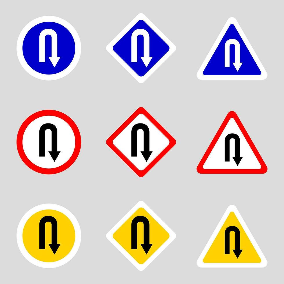 U turn sign.  Vector illustration.