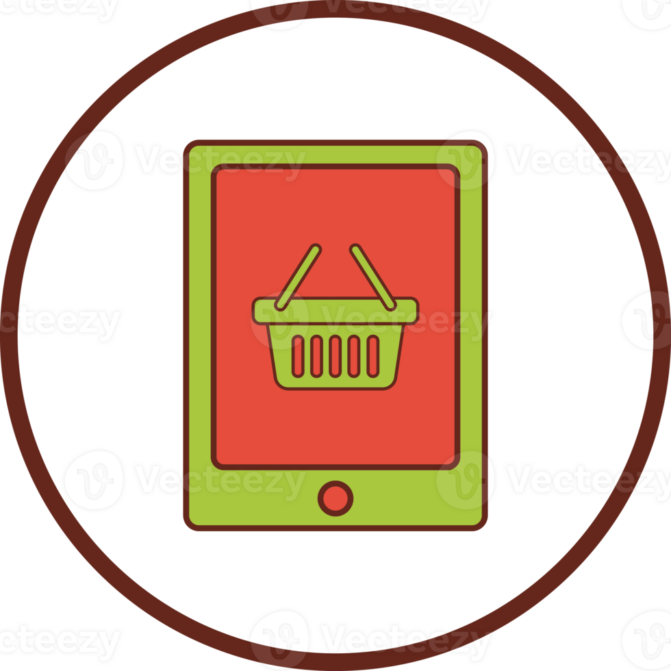 shopping online on mobile flat icon in circle. png