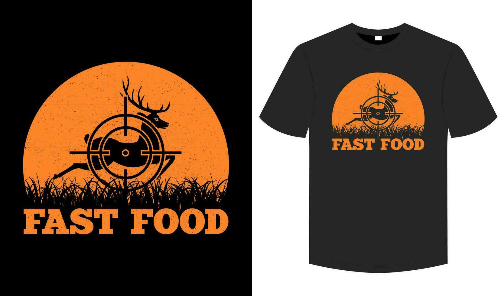 Fast Food T shirt, Hunting retro vintage artwork, typography and   graphic element illustration tee vector