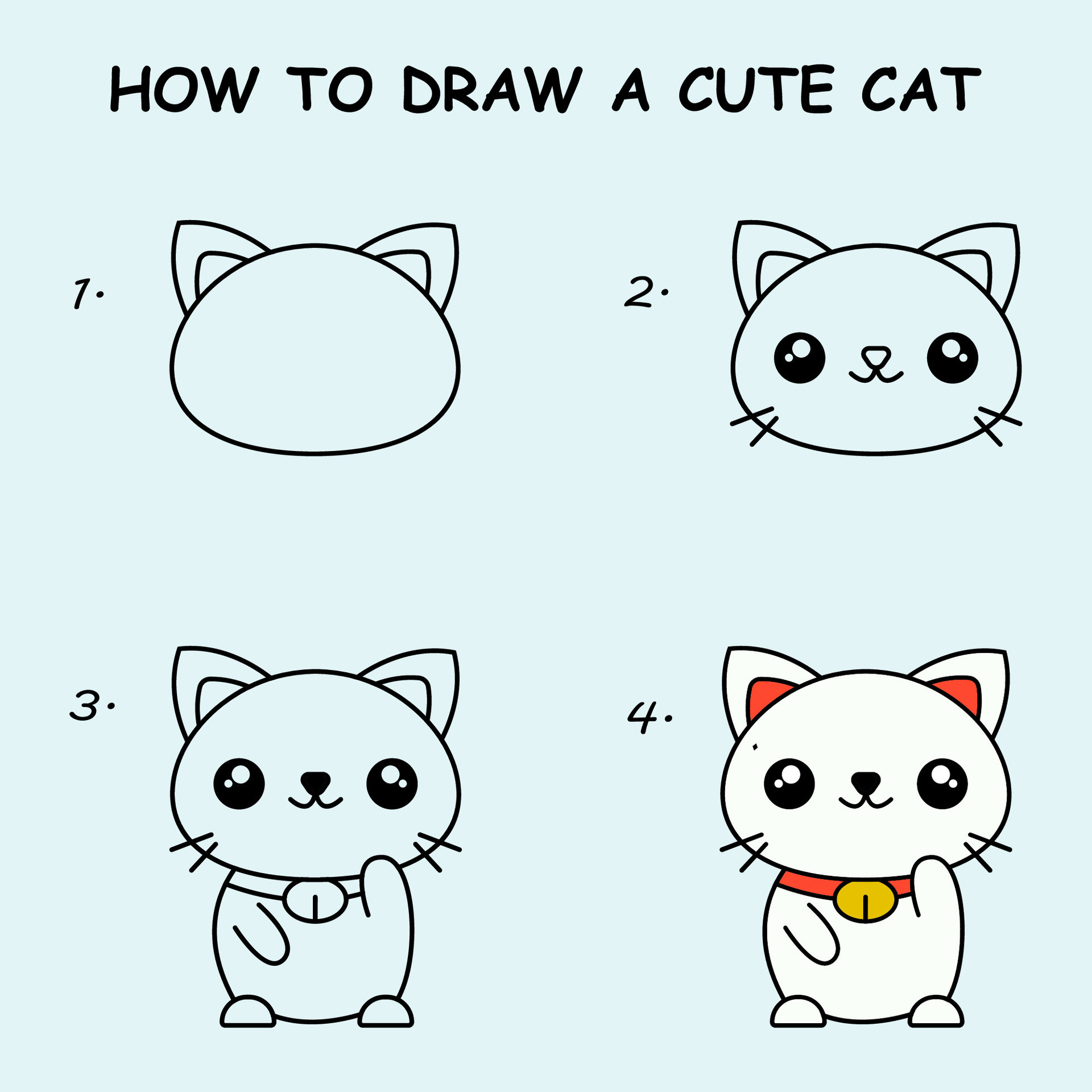 How to Draw a Cat - Easy Step by Step Drawing for Kids and Beginners-saigonsouth.com.vn