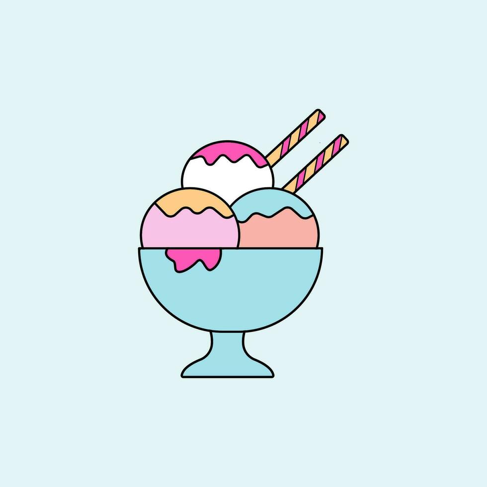 Cute Ice cream icon. Vector illustration