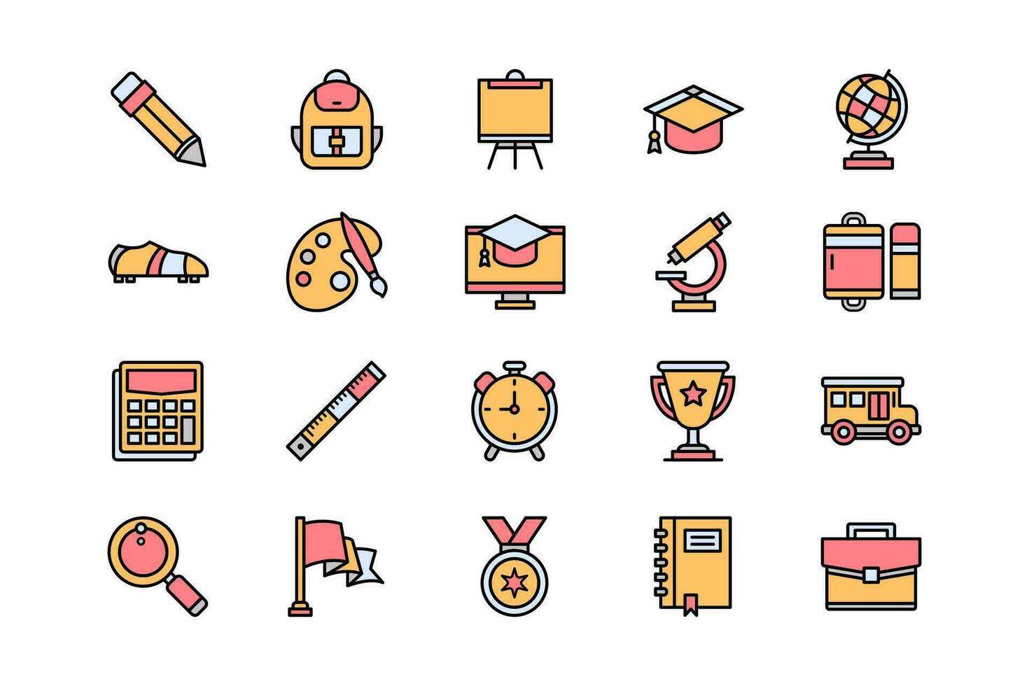 School Set Icon Pack. Vector Design.