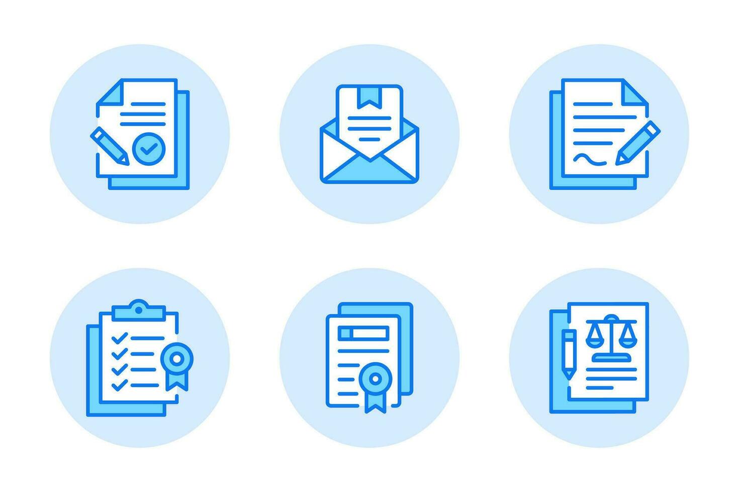 Legal Document Set Icon Pack. Vector Design.