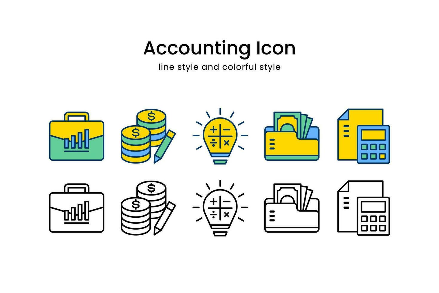 contabilidad conjunto icono embalar. vector diseño.