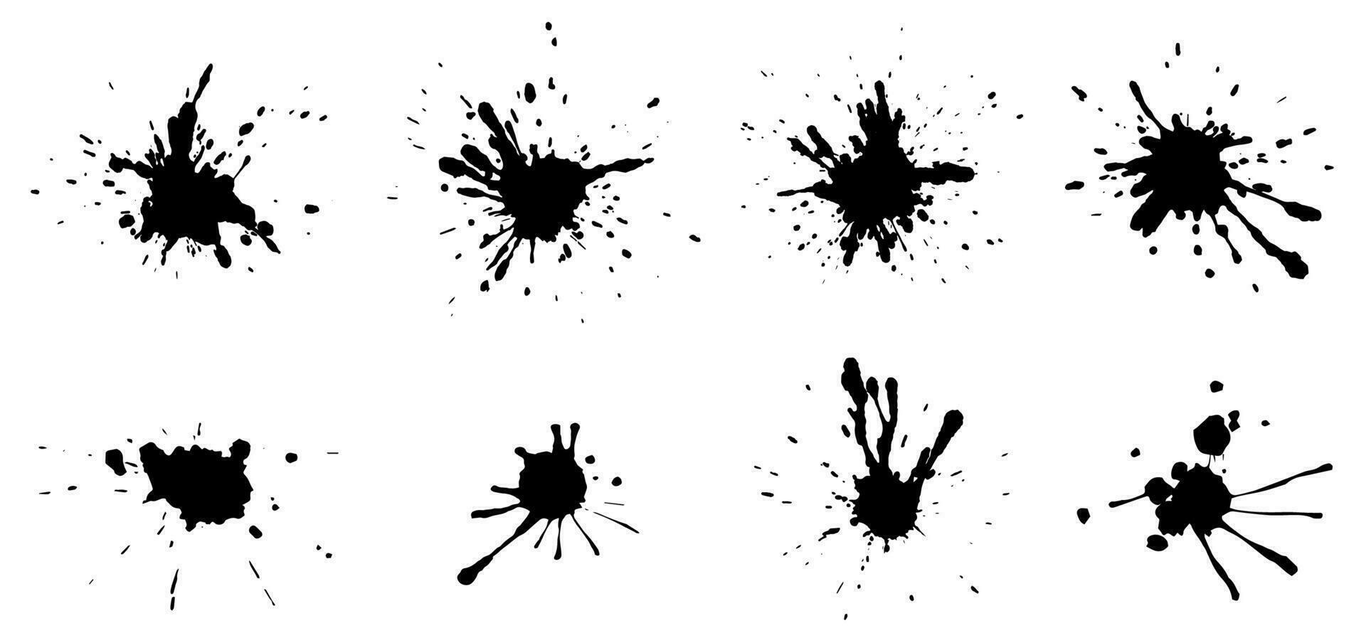 Set of ink splashes, paint brush strokes and blots of different shapes vector