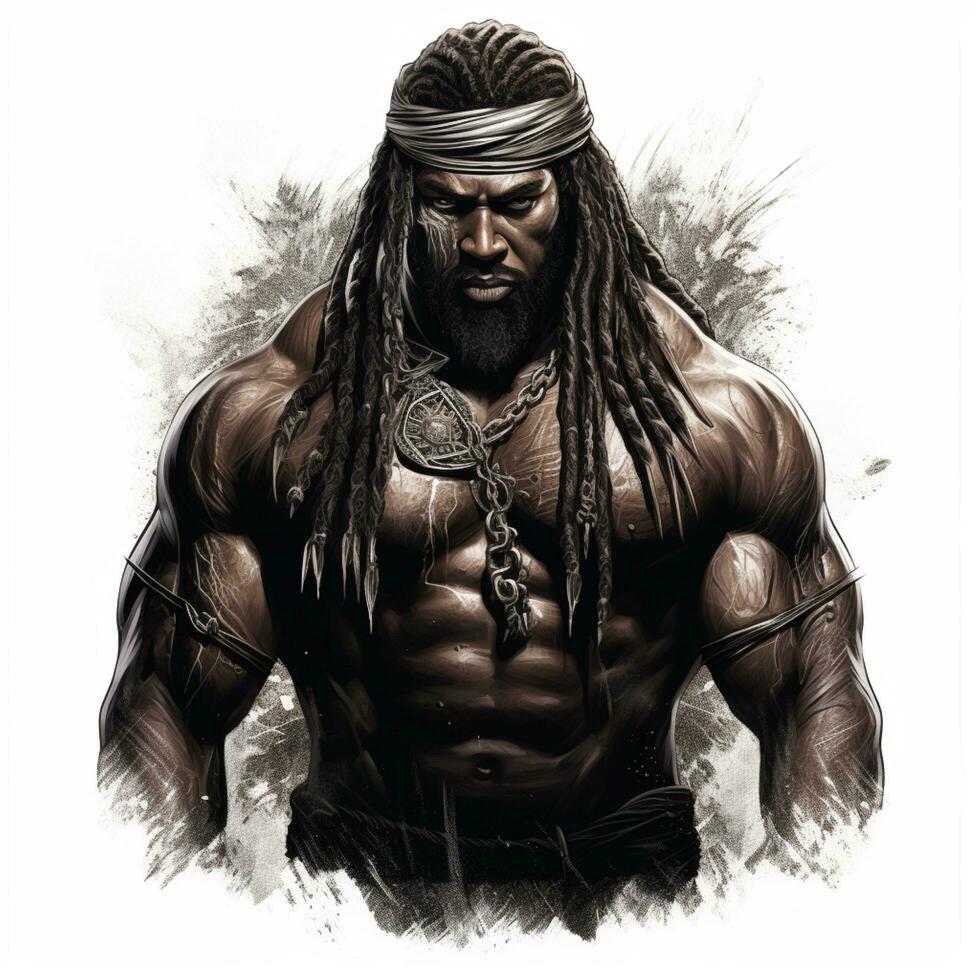 black muscular viking illustration photo